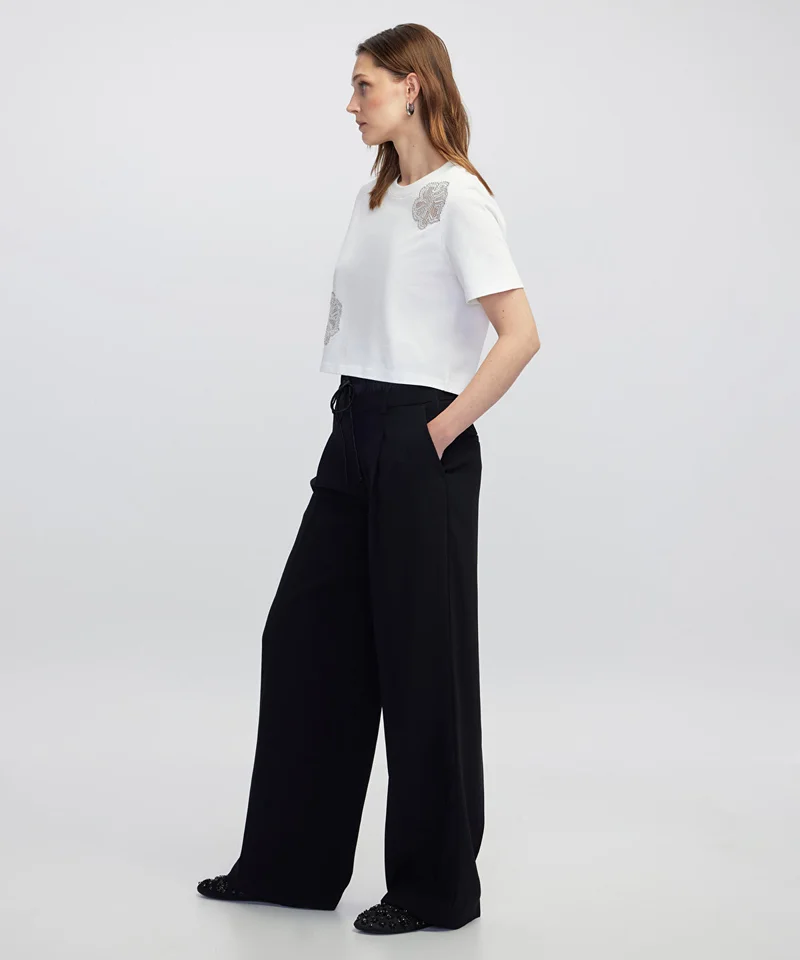 ابيكول Double Waist Wide Leg Trousers